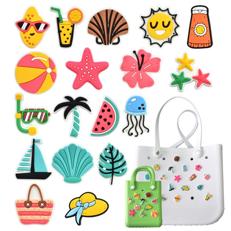 Vibrant Beach & Summer Themed Croc Charms and Bag Accessories