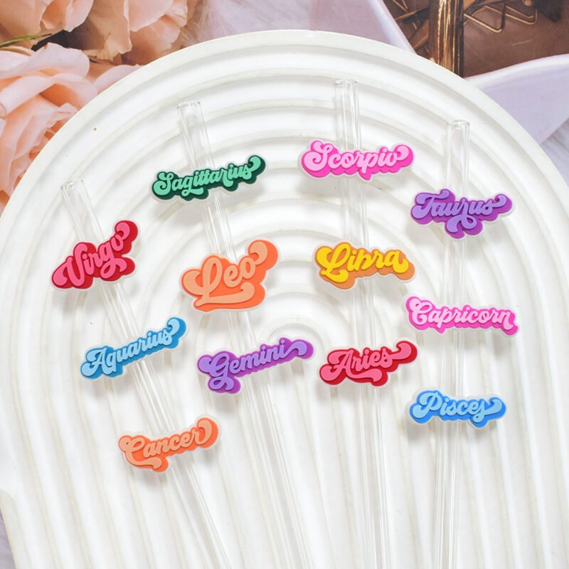 Bright Cartoon English-Letter Straw Decoration