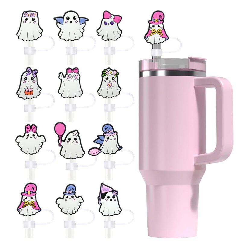 Alluring Halloween Ghost Straw Toppers