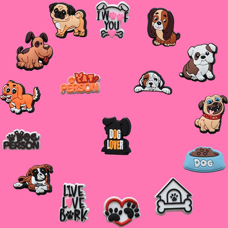 Paw Print Shoe Decorations & Gleeful Dog Themed Shoe Charms for Crocs - Cute Puppy