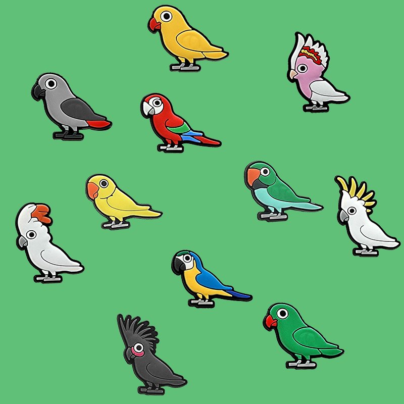 Assorted Vibrant Parrot Shoe Charms