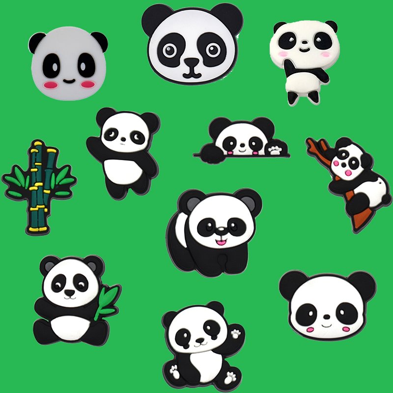 Adorable Panda & Bamboo Shoe Charms