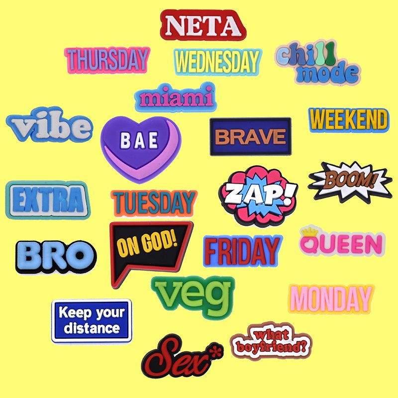 Bonanza Assorted Trendy Slang Shoe Decorations