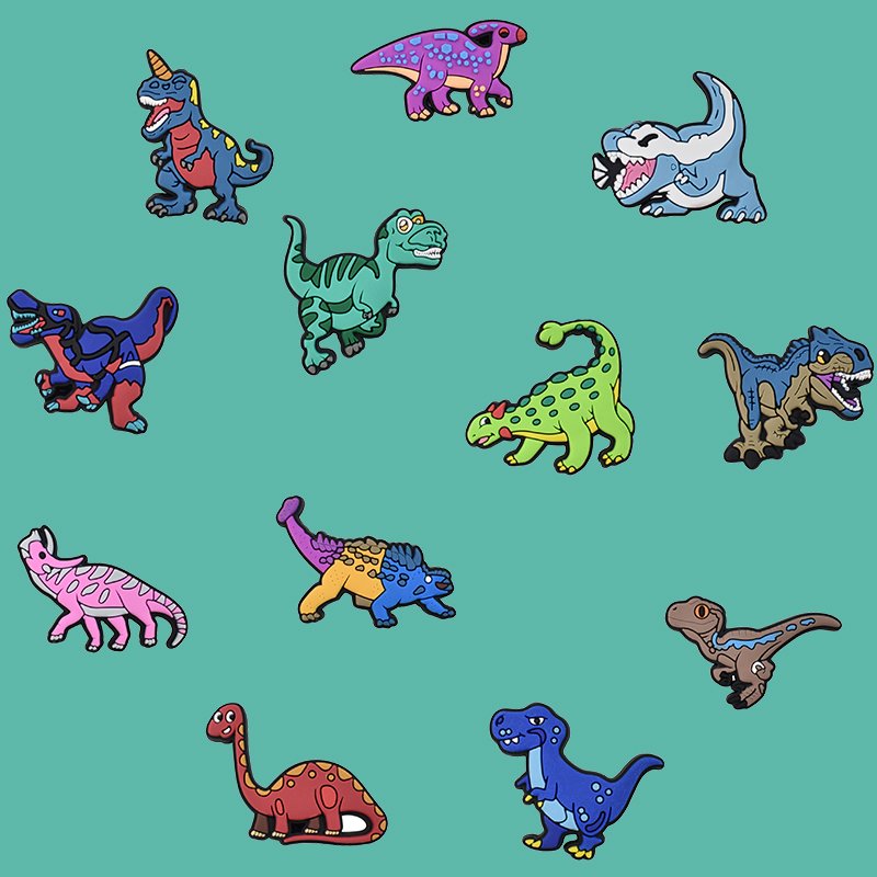 Vibrant Cartoon Dinosaur Clog Charms