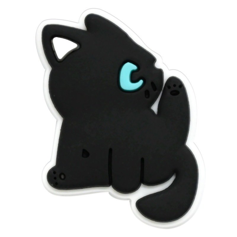 Adorable Black Cat Cartoon Shoe Charms - Image 4