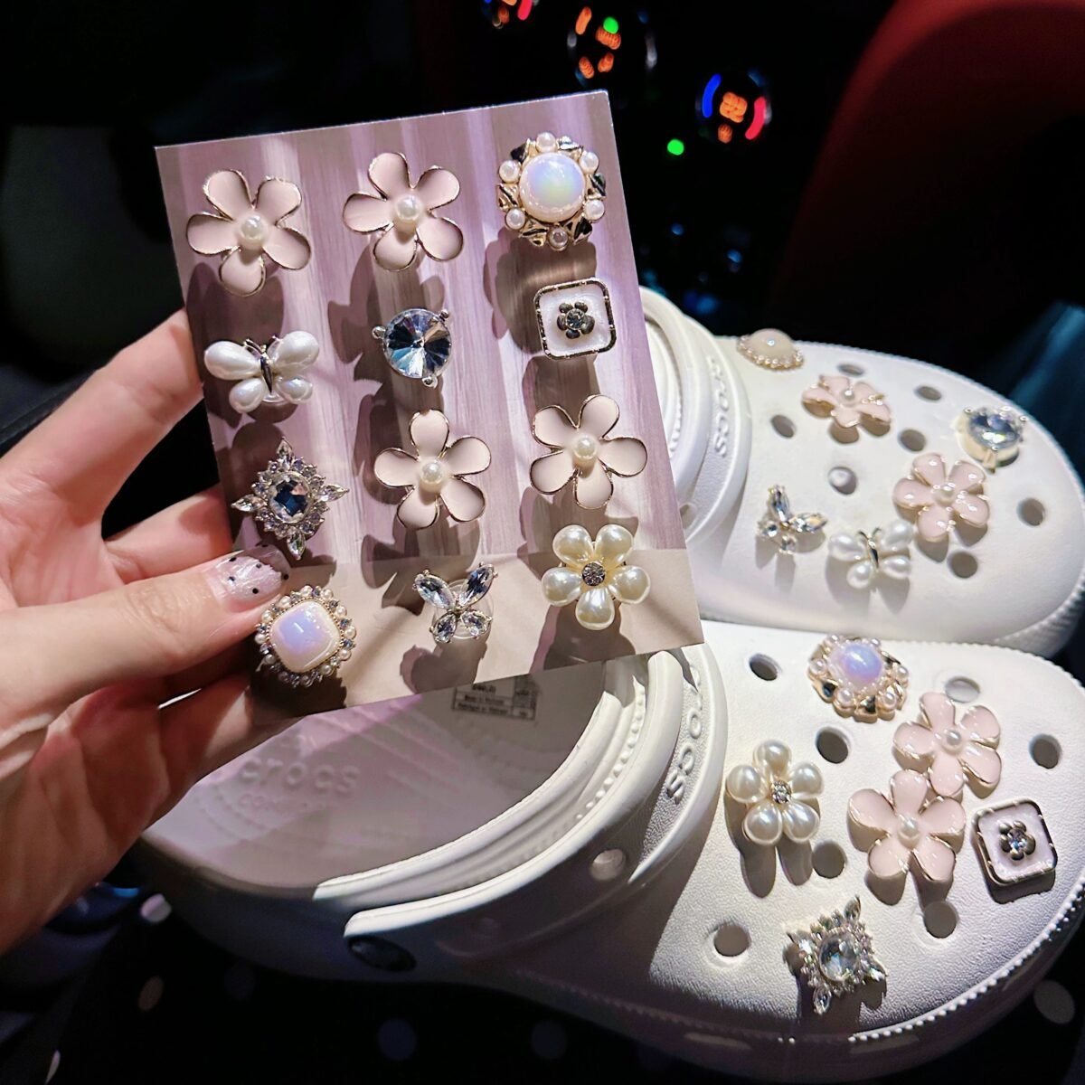 Flower Pearl Croc Charms