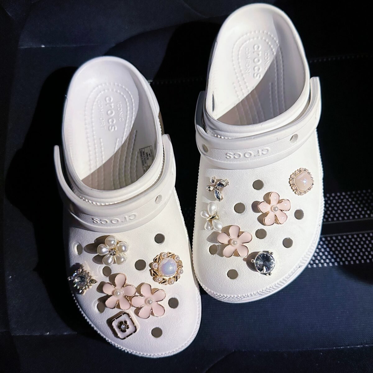 Flower Pearl Croc Charms