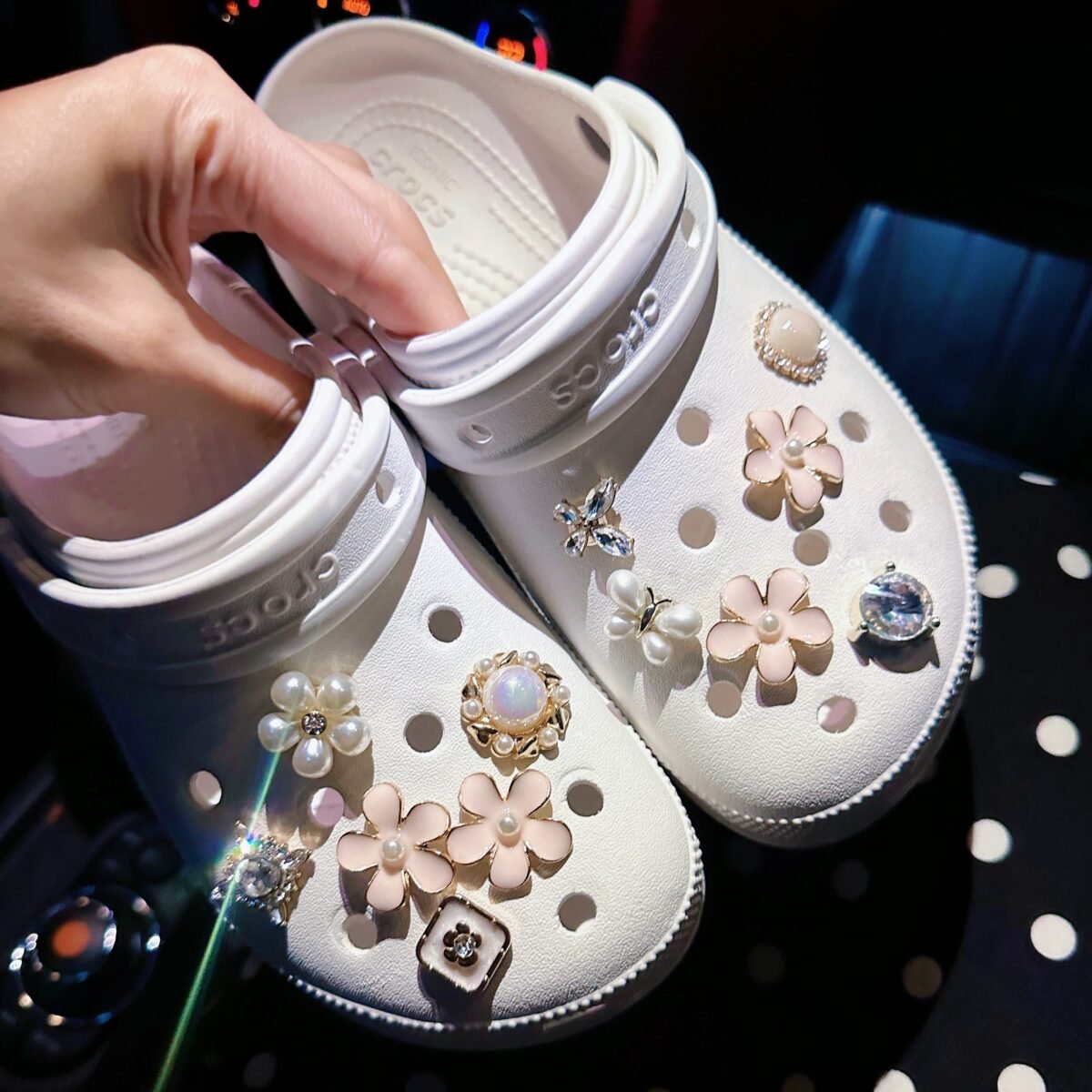 Flower Pearl Croc Charms